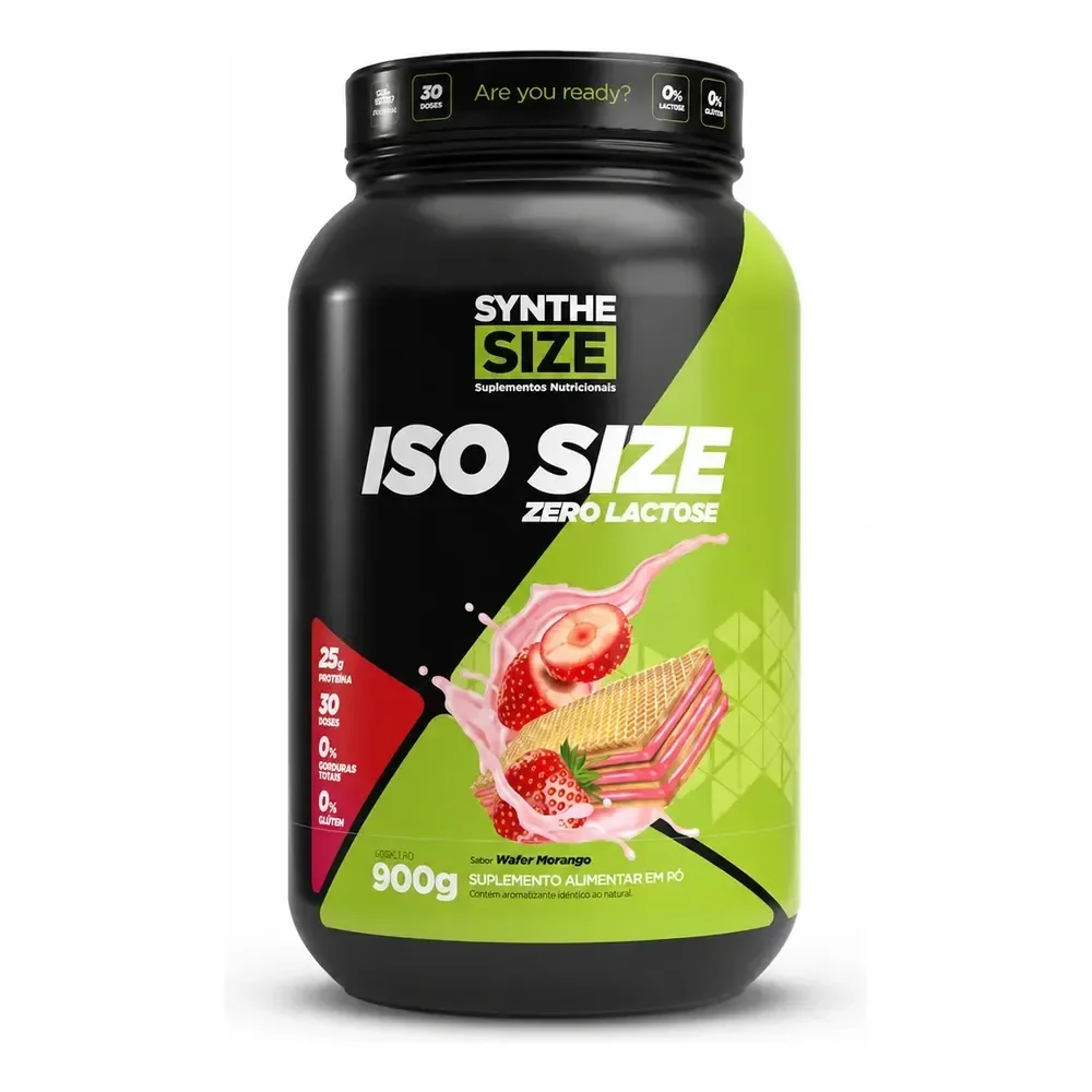 Iso Size Zero Lactose 900g Whey Isolado - Synthesize Sabor Wafer Morango Wafer De Morango