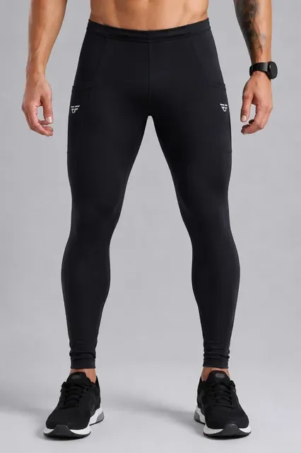 Calça Legging Masc Compressão Corrida Pro Racing C/ Bolsos