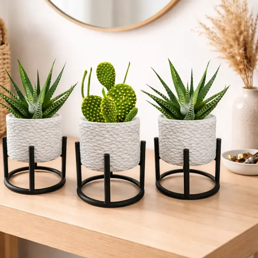 3 Vasos Cachepot Suculenta Erva Flor Decoração Casa Suspenso Branco