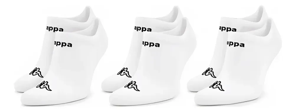 Meias Kappa Kit 3 Pares Sapatilha Soquete Invisível Original Branco 34-38