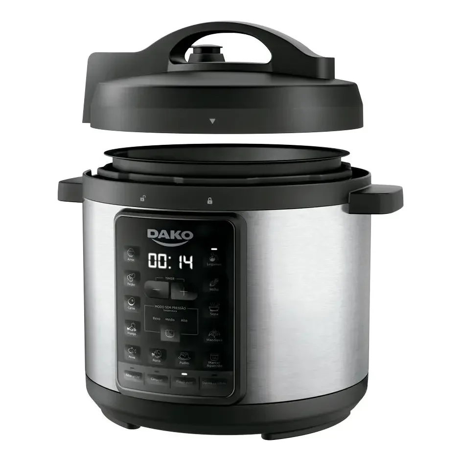Panela De Pressão Elétrica Dako 1000w 6l Multifunções Preta Cor Preto Frequência 60 Hz 127v