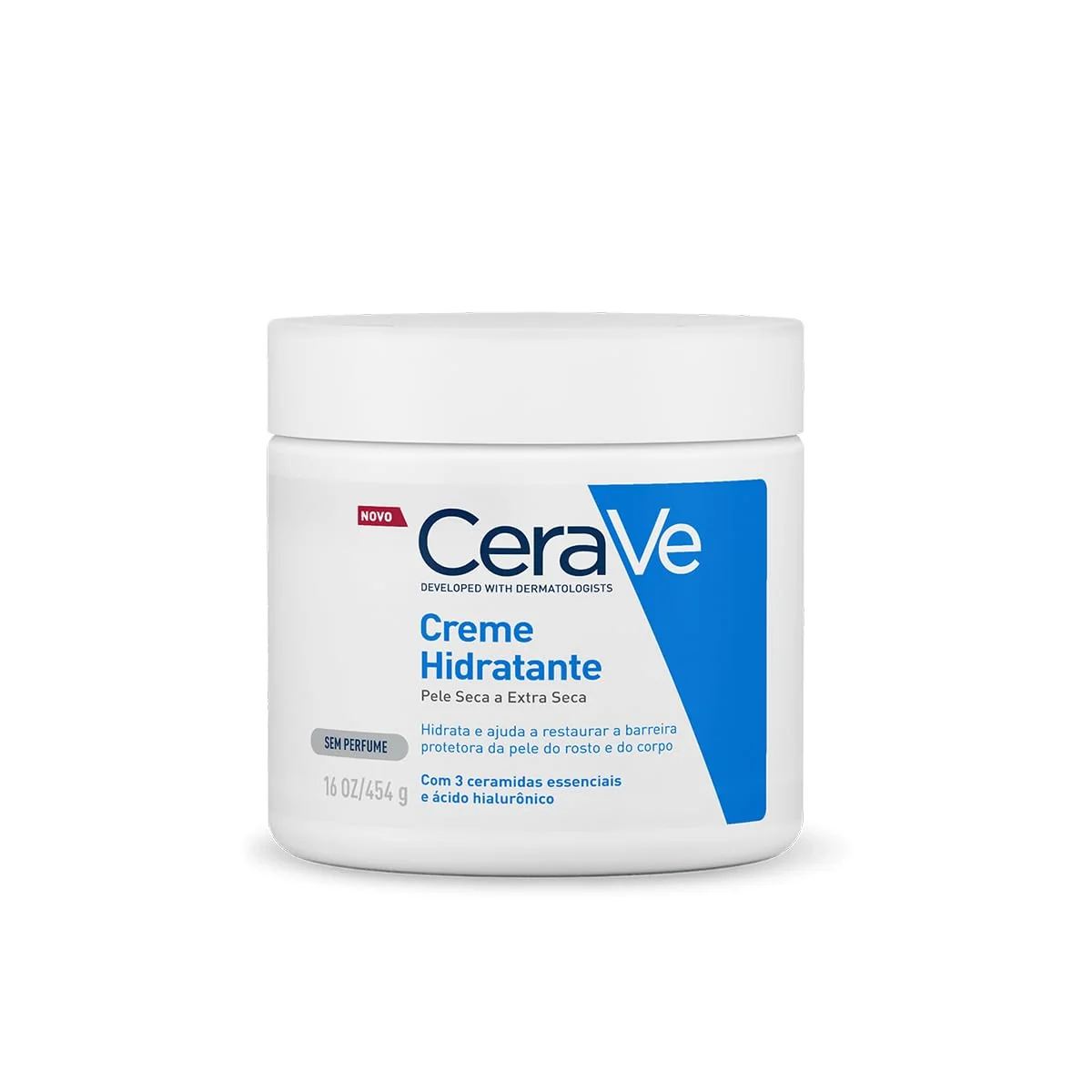 CeraVe Creme Hidratante Corporal, para Pele Seca a Extra Seca, com 3 Ceramidas Essenciais e Ácido Hialurônico, Hidratação Profunda e Duradoura, Tecnologia MVE, Sem Perfume, 453g