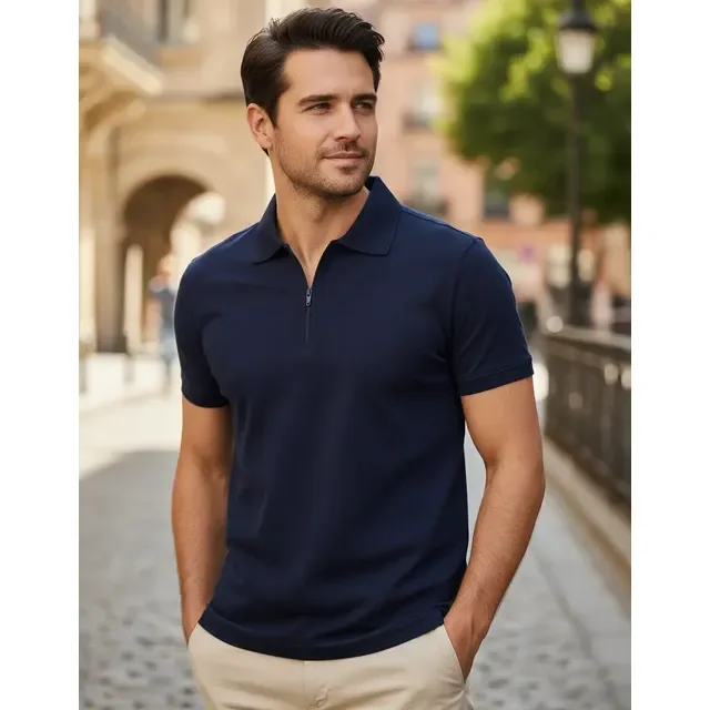 Camisa Polo Masculina Anistia Zíper Algodão Elastano Premium