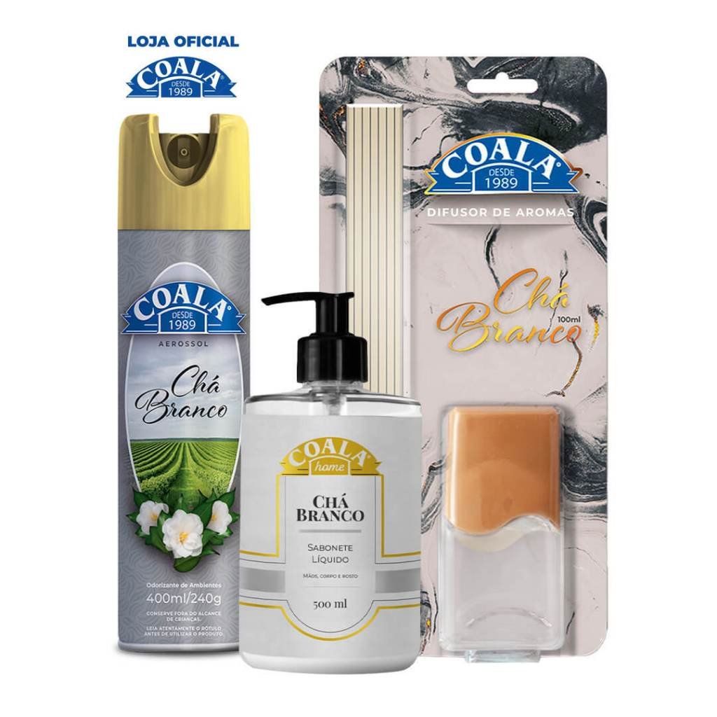 Kit Coala Aerossol + Sabonete + Difusor de Aromas - Chá Branco