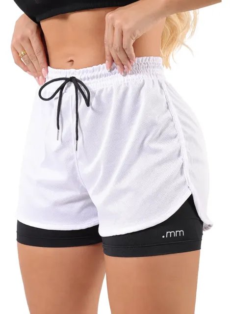 Short Fitnes Duplo 2 1 Bermuda Compressão Academia Feminino