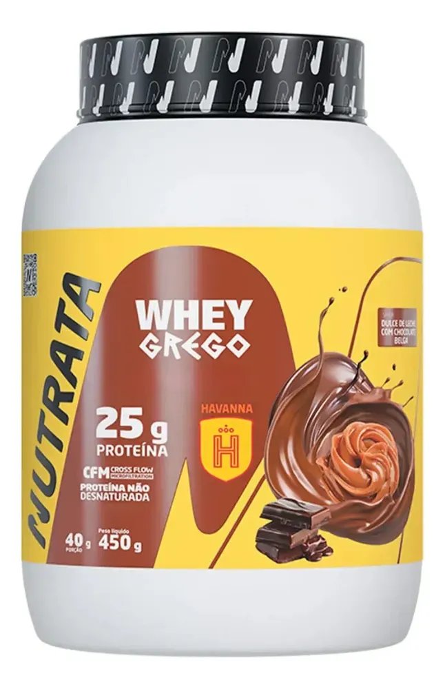 Suplemento Whey Grego Havanna 450 Gramas Nutrata Dulce De Leche Com Chocolate Belga