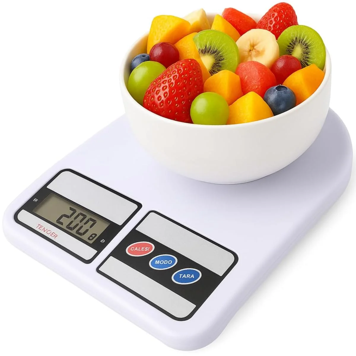 Balança de Cozinha Digital para Alimentos Portátil em Inox Resistente a Água Com Base Antiderrapante e Visor de Alta Definição Pesagem de 1g até 10kg Fit Premium