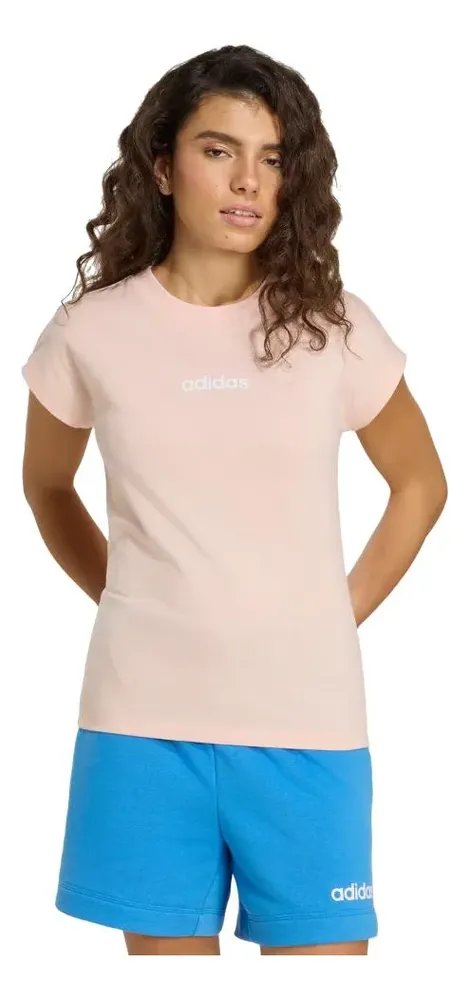 Camiseta Essentials Linear De Algodão adidas Rosa M