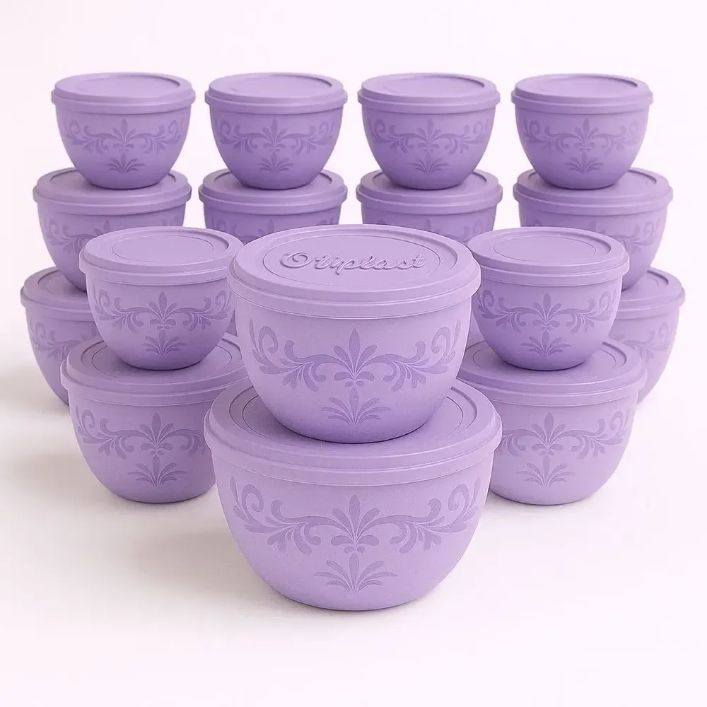 Conjunto 10 Potes Bowl Personalizado 1l Oliplast Lilás