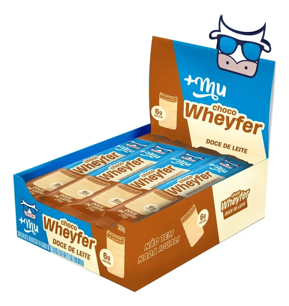 Barra De Proteína Mais Mu Proteínas Nutricional Chocowheyfer 12 Unidades 300g Doce De Leite