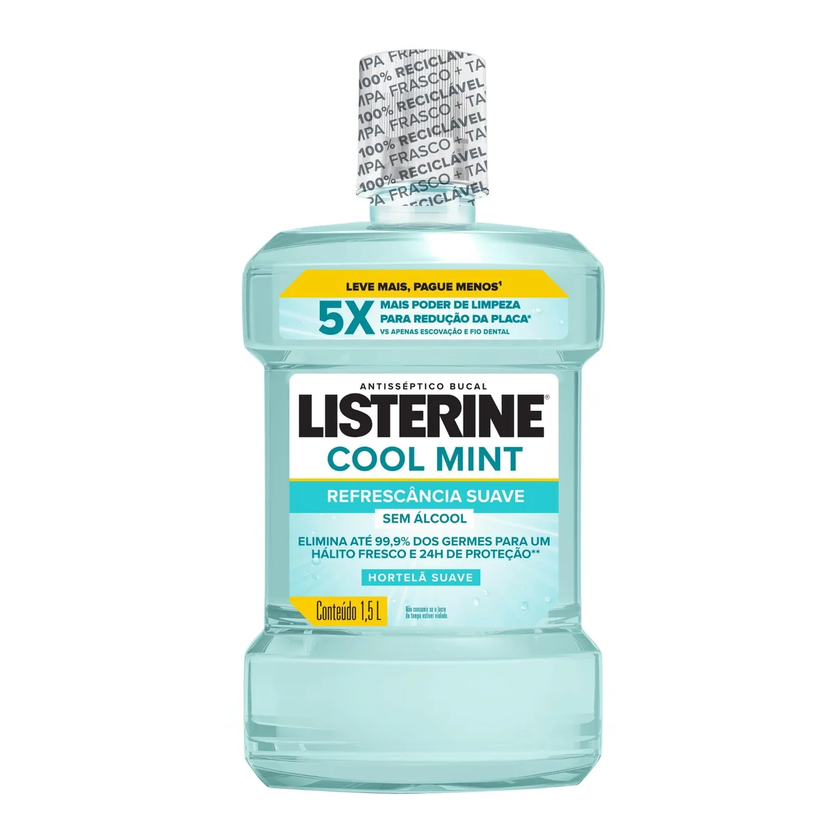 Listerine Cool Mint Enxaguante Bucal Sem Álcool, 1,5l