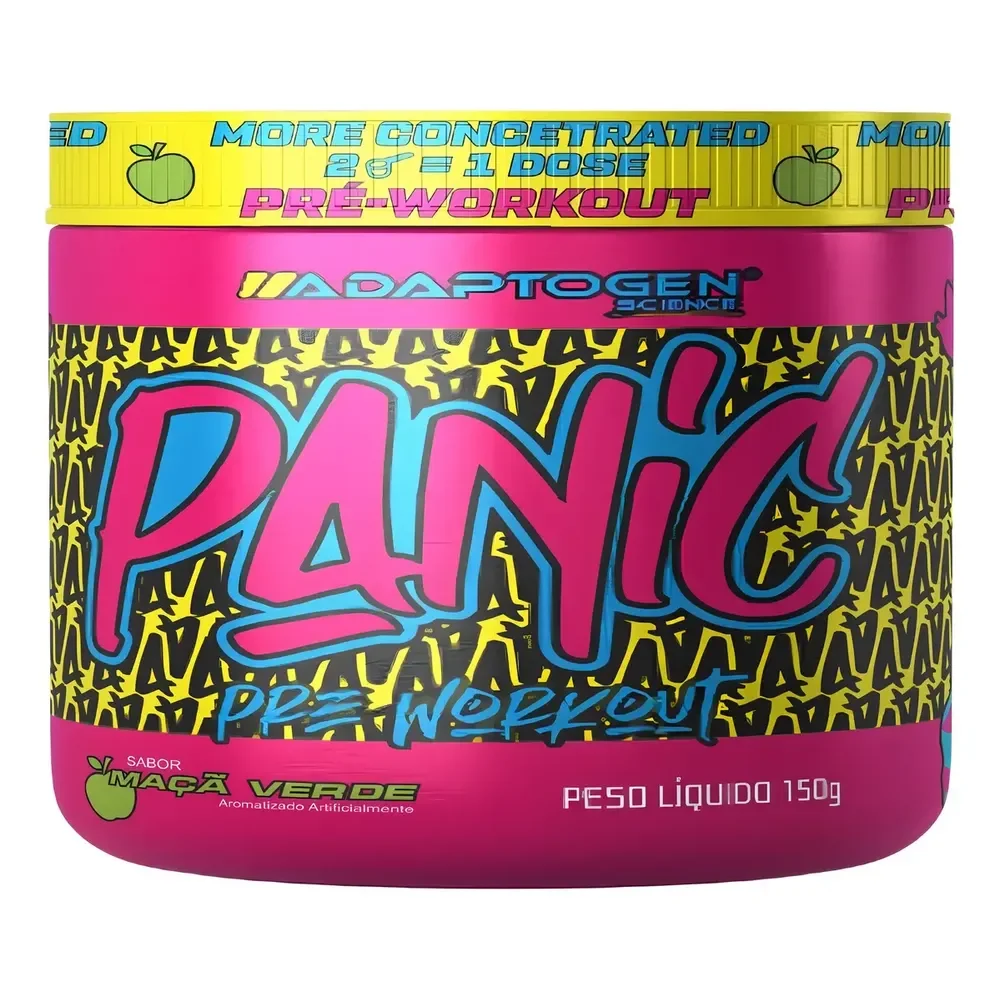 Suplemento Em Pó Adaptogen Science Panic Pré Treino Com Creatina Pote 150g Sabor Maçã Verde