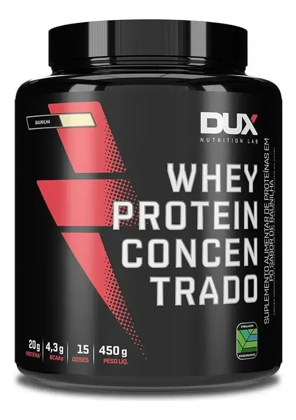Whey Protein Concentrado - DUX Nutrition Pote 450g - Sabor Baunilha