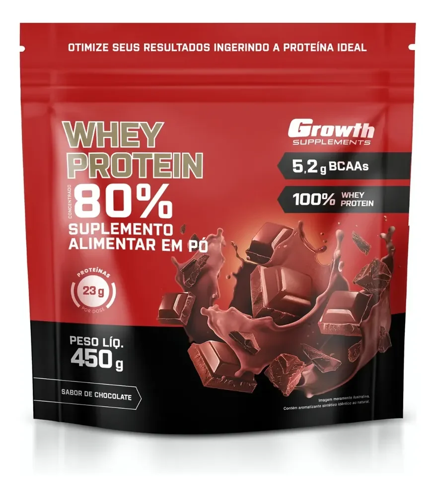 Whey Protein Concentrado 450g Growth Supplements Chocolate