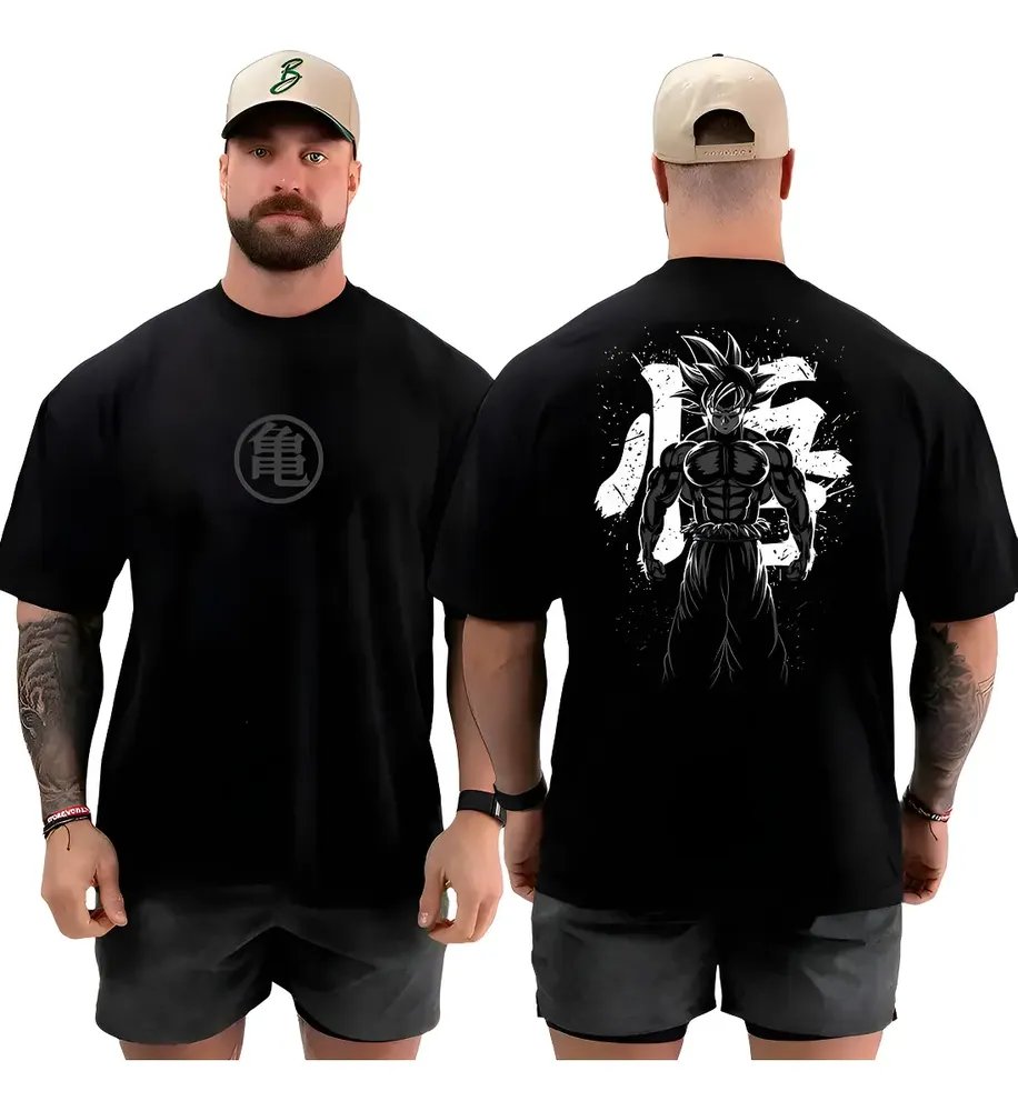 Camiseta Oversized Academia Treino Musculação Gok Streetwear Preto G2