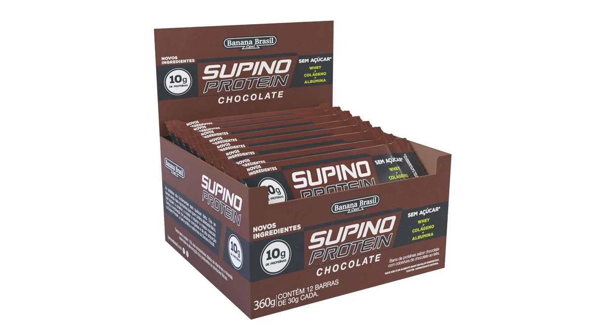 Banana Brasil Display Barra De Proteína Supino Protein Chocolate - 12 Unidades De 30G