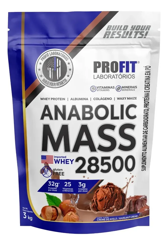 Hipercalórico Anabolic Mass 28500 Creme De Avelã 3kg Profit