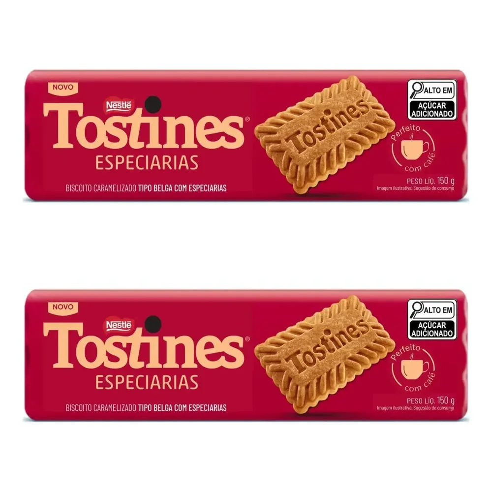 Biscoito Wafer Tostines Caramelizado Especiarias Kit 2x150g