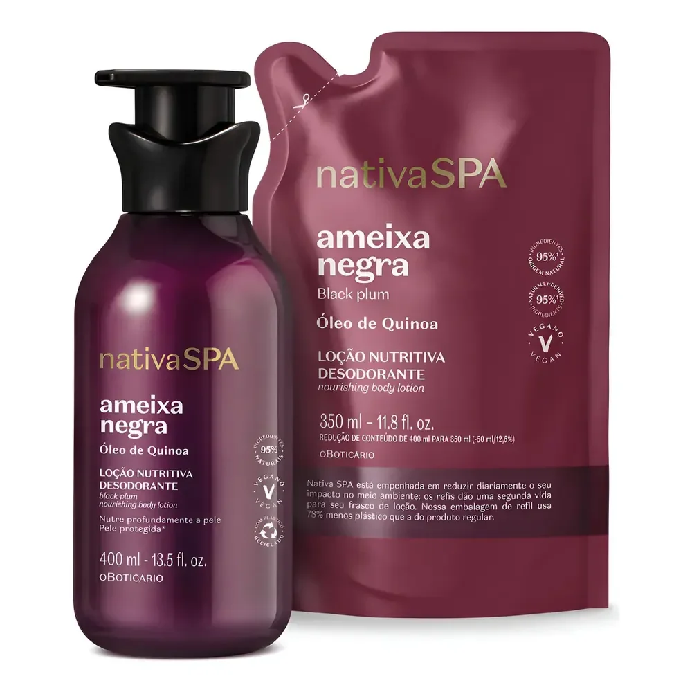 Combo Nativa Spa Ameixa Negra: Loção Corporal 400ml + Refil