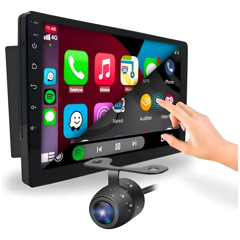 Multimidia 9p 4g+64g Quad-core Carplay Android Auto + Camera Preto