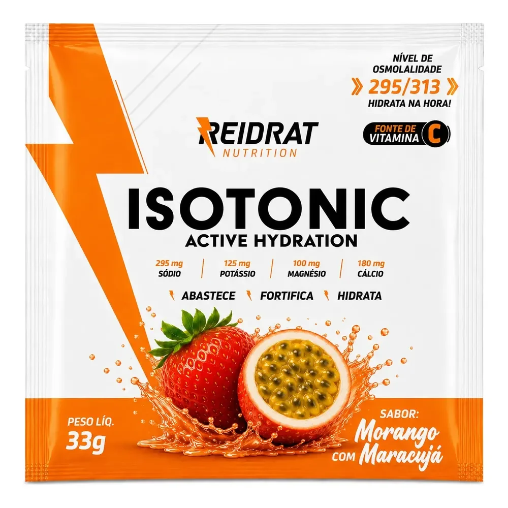 Isotônico Isotonic Display 20 Saches 33g Morango C/ Maracujá Morango Com Maracujá