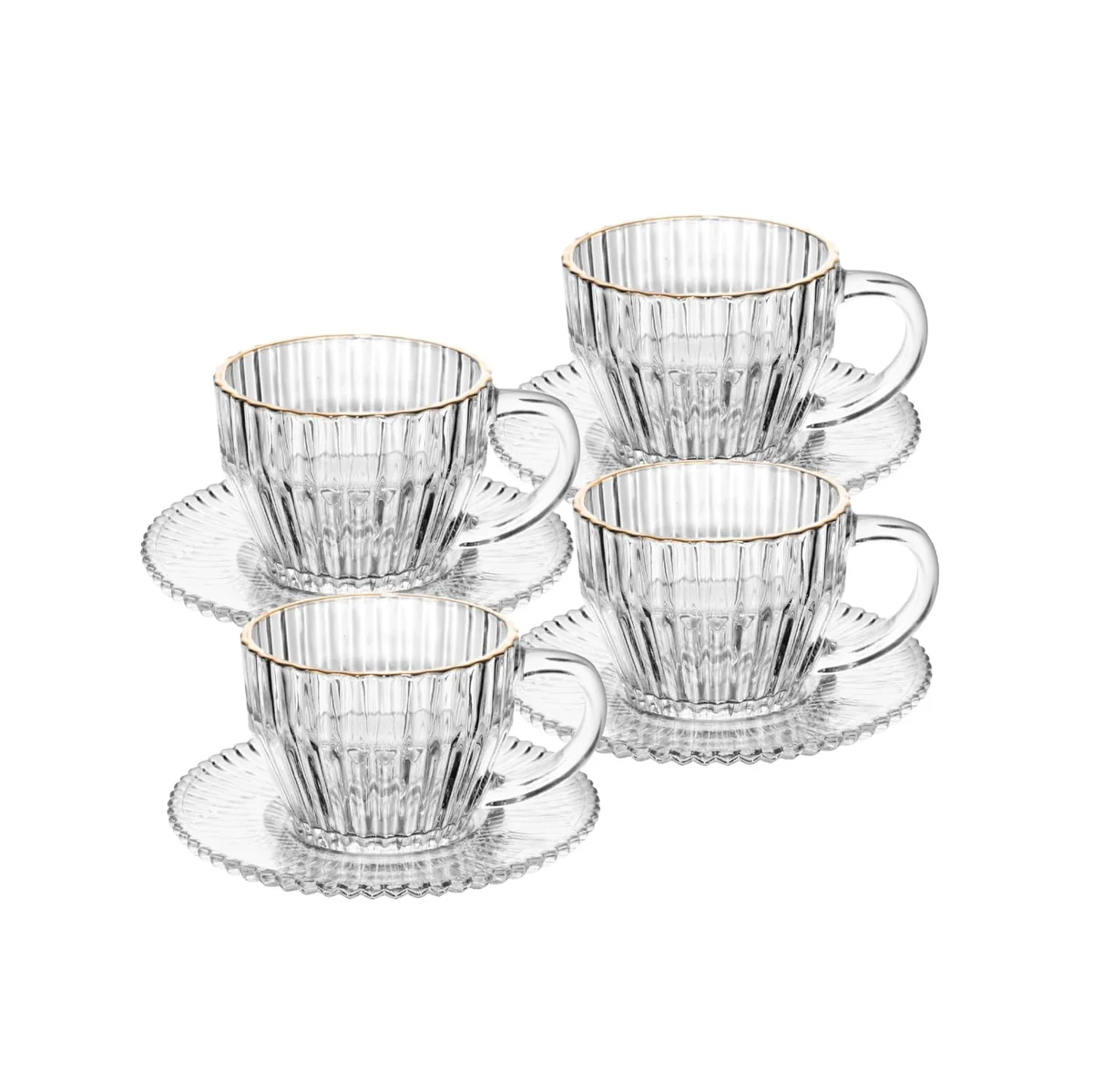 WOLFF - Conjunto 4 Xícaras de Café de Cristal com Fio de Ouro Imperatriz 110ml