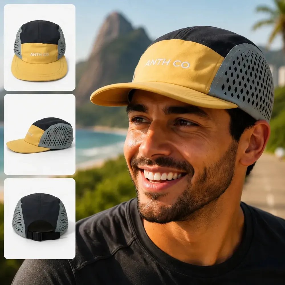 Boné Anth Co. Five Panel Impermeável Uv50 Leve Cinza/beje Un Lisa
