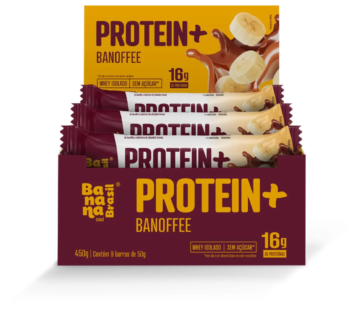Banana Brasil Display Barra De Proteina Protein+ Recheio Banoffee - 9 Unidades De 50G (450G)