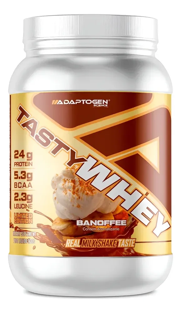 Suplemento Tasty Whey 3w Gourmet Whey Protein Adaptogen Science Pote 900g Sabor Banoffee