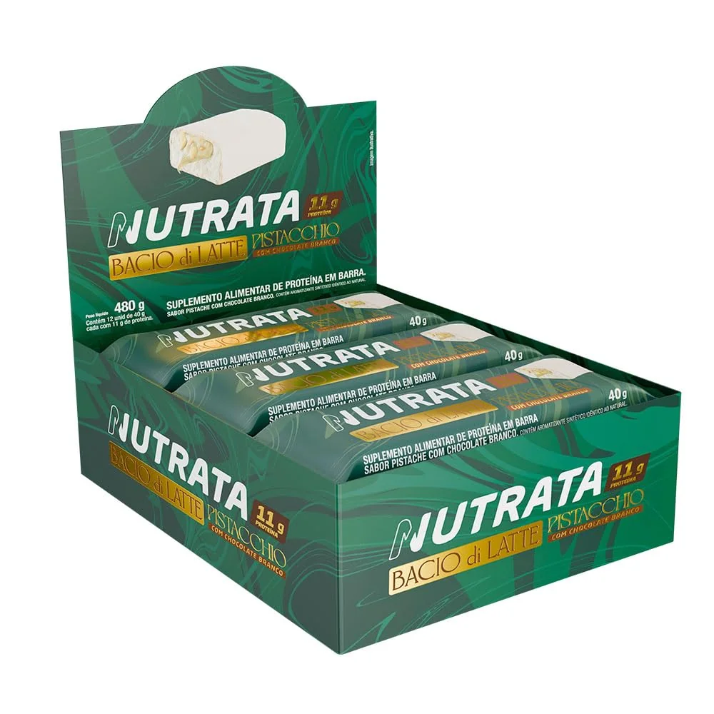 Caixa Display Barra Bacio di Latte Sabor Pistache Display c/ 12 und 40g