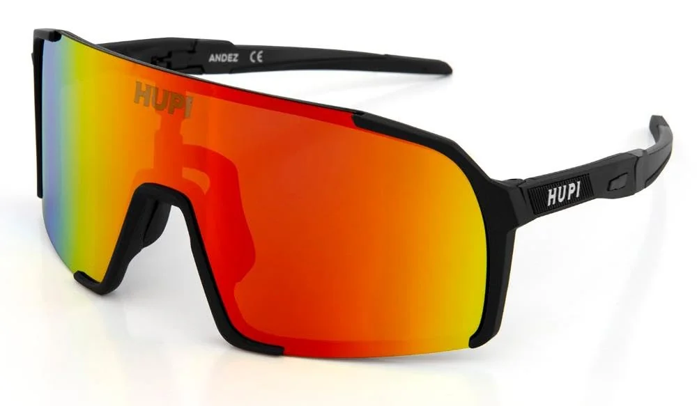 Óculos de Sol Hupi Andez Preto - Lente Dourado Espelhado, Cor: Preto