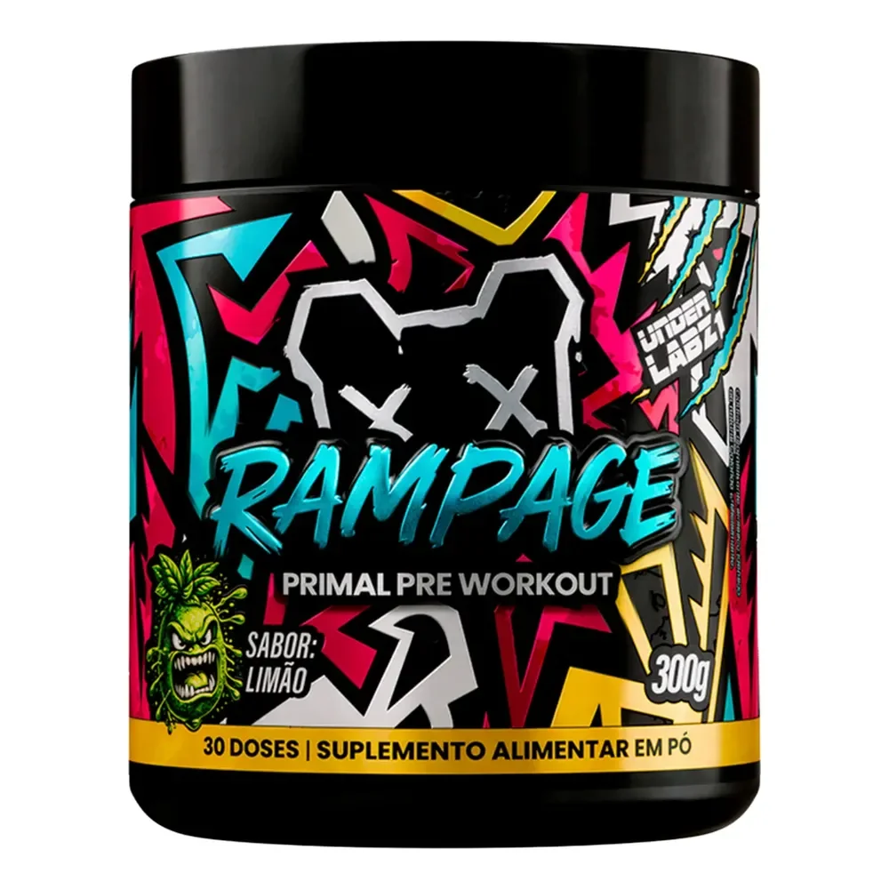 Pré Treino Rampage Under Labz Arginina Taurina Cafeína 300g Limao 300g