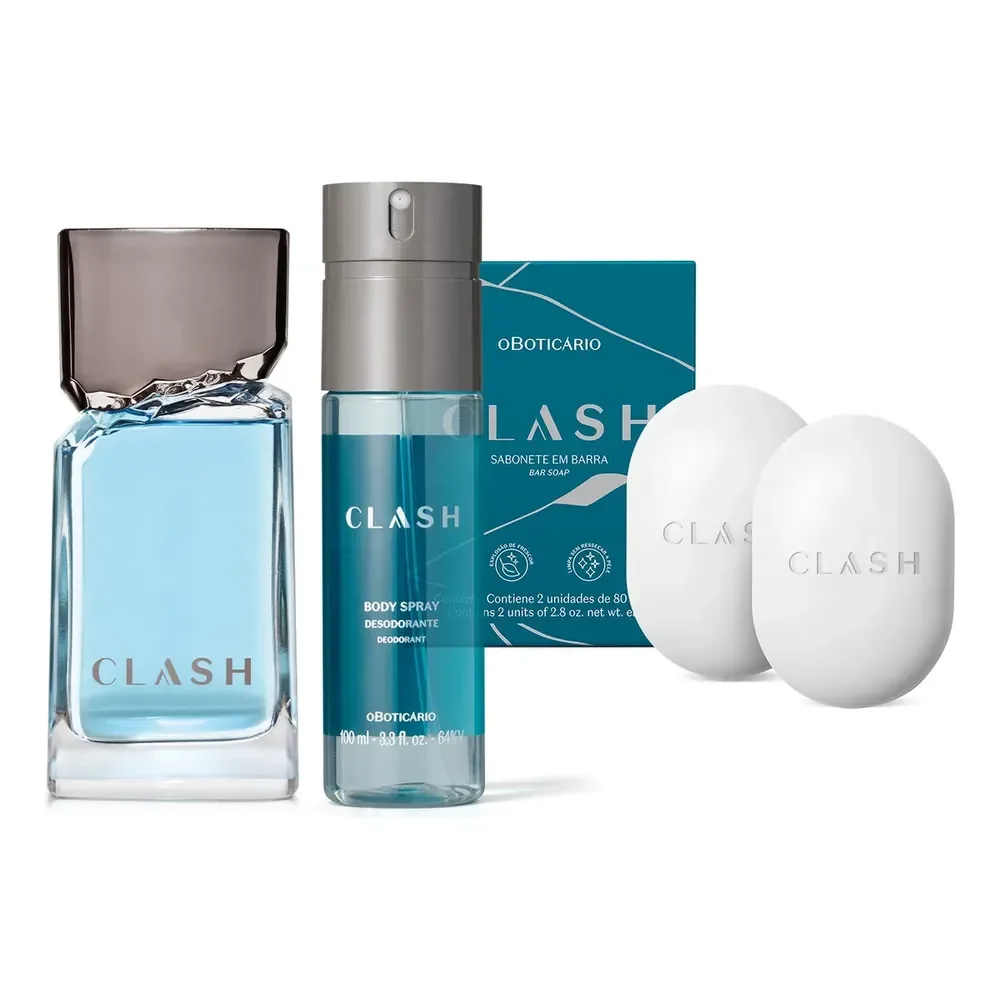 Clash: Colônia 100ml + Sabonete Em Barra 2x80g + Body Spray 100ml