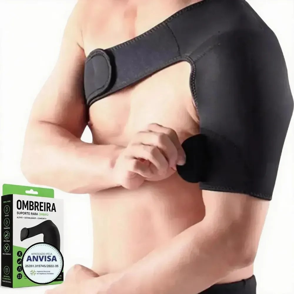 Ombreira Ortopédica Suporte Ombro Neoprene Ajustável Premium Preto Único