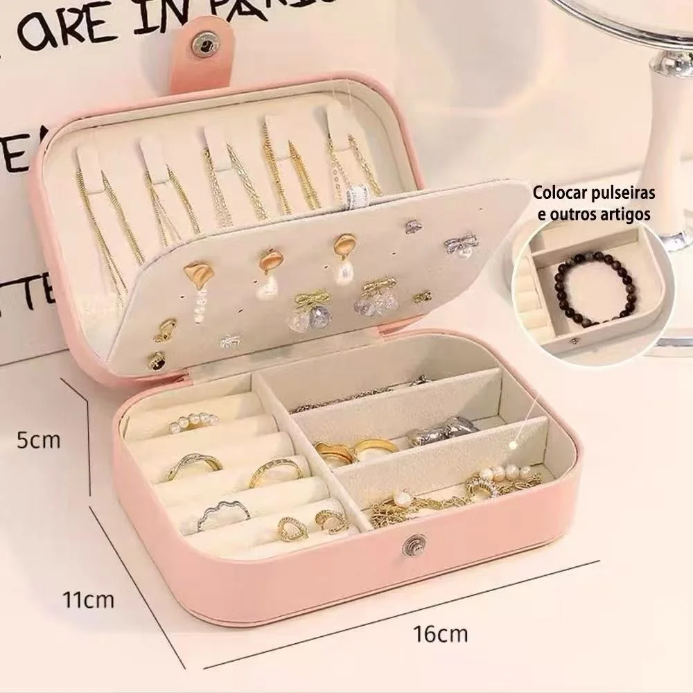 Porta joias Grande Organizadores  Para Viagem Portátil Caixa de Armazenamento para colar, brincos, anéis, pulseira