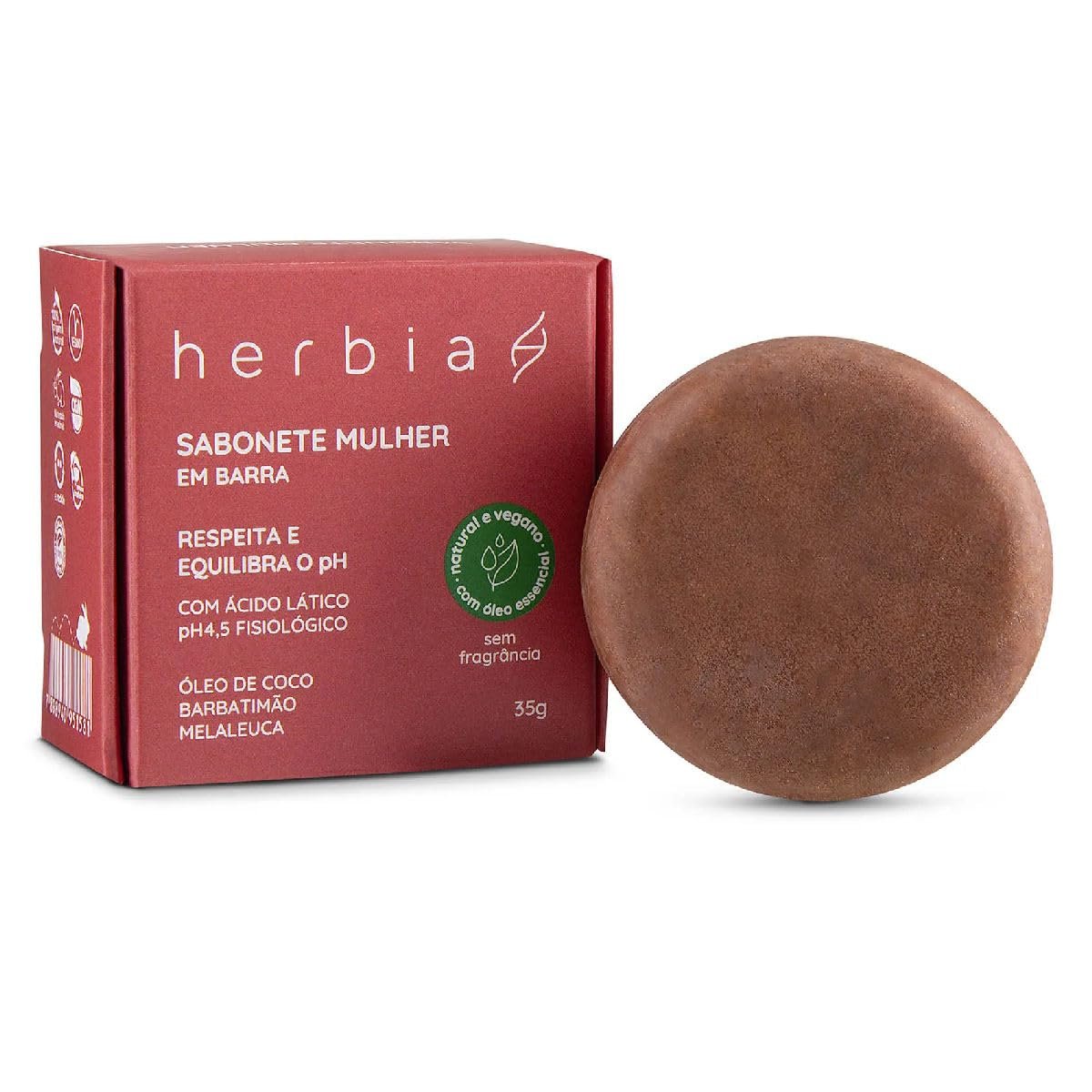 Sabonete íntimo Mulher em barra Natural e Vegano 35g Herbia