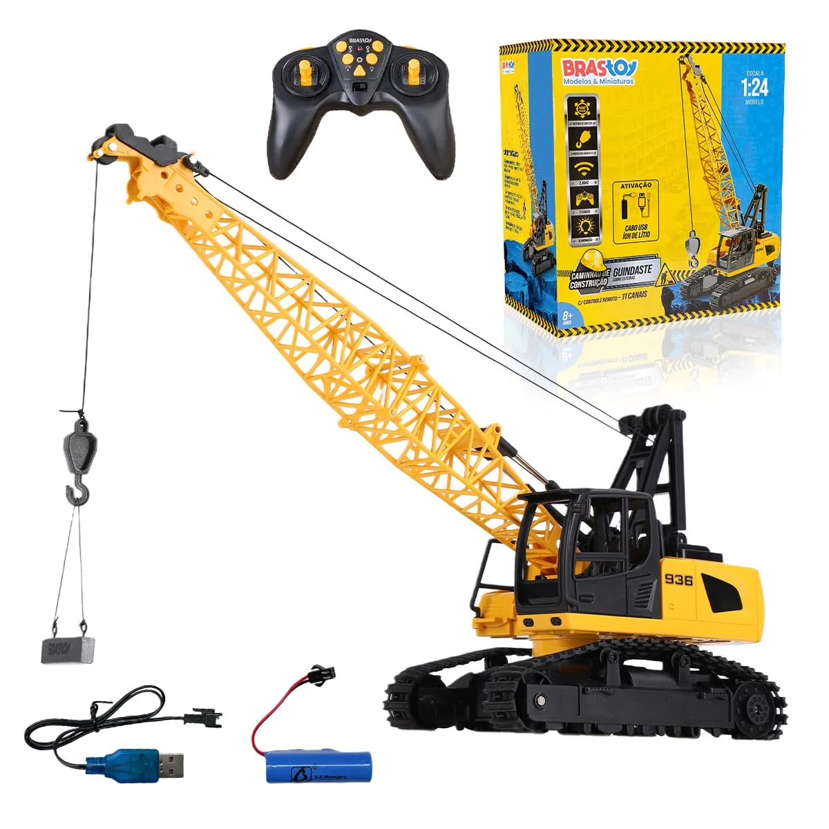 STEM Brinquedos Guindaste de Controle Remoto - Caminhão de Construção com Torre Giratória, Presente para Crianças de 8 Anos