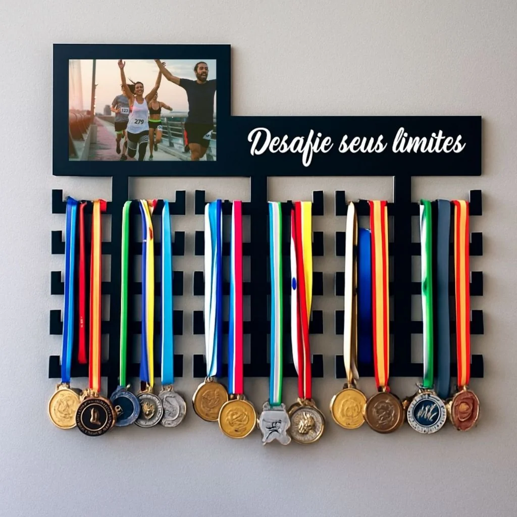 Porta Medalhas Desafie Seus Limites Suporte Parede Medalhas