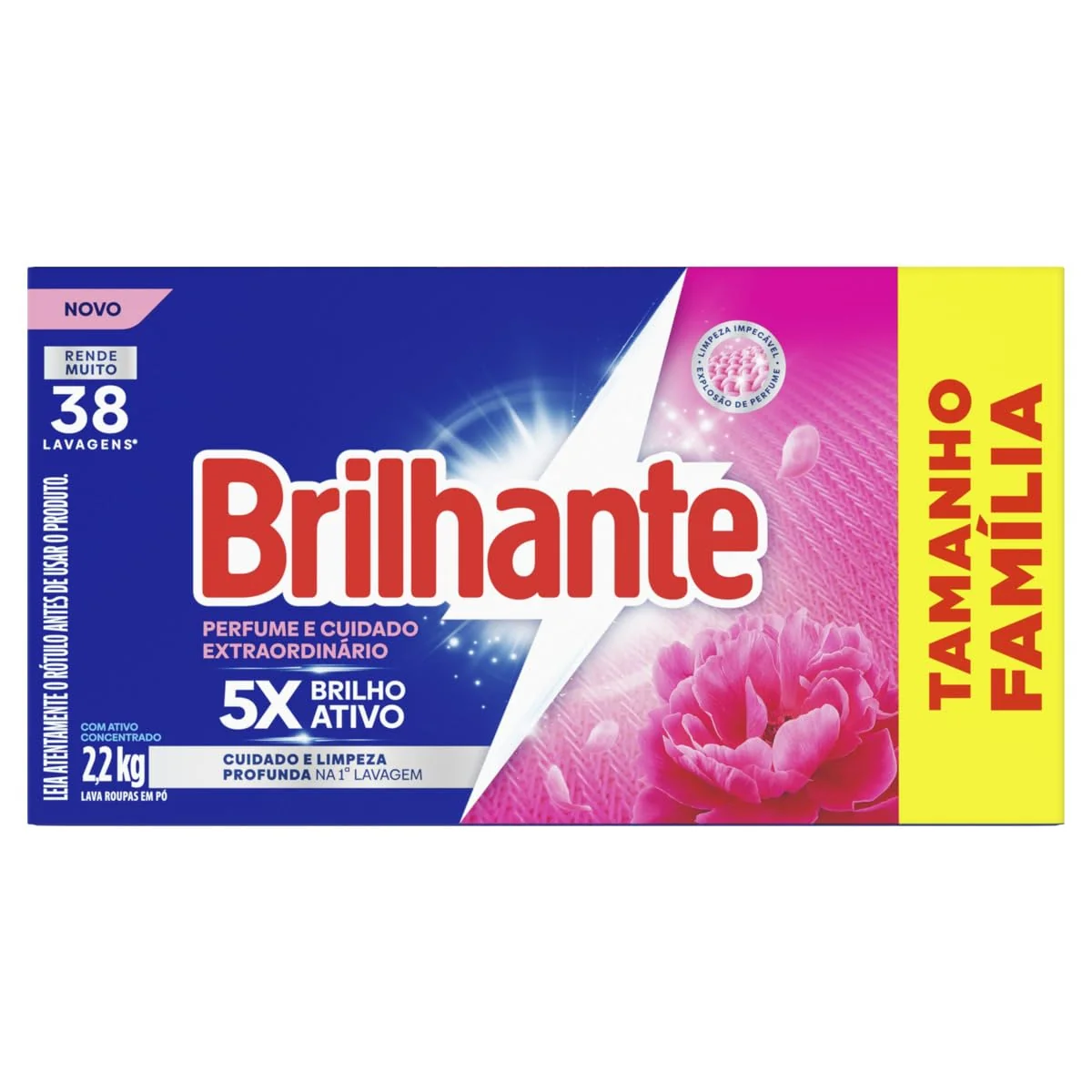 Brilhante Lava-Roupas em Pó Perfume e Cuidado Extraordinário 2,2kg