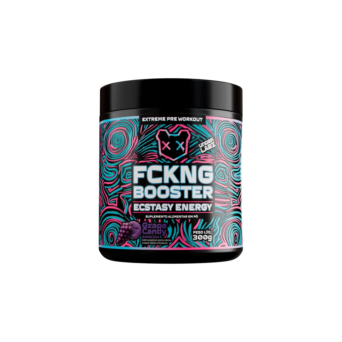 FCKNG Booster (300g - 15 doses) | Under Labz | Pré-Treino de Alta Potência com Cafeína, Beta-Alanina e Taurina – Energia Explosiva e Desempenho Máximo (300g - 15 doses, Grape Candy)