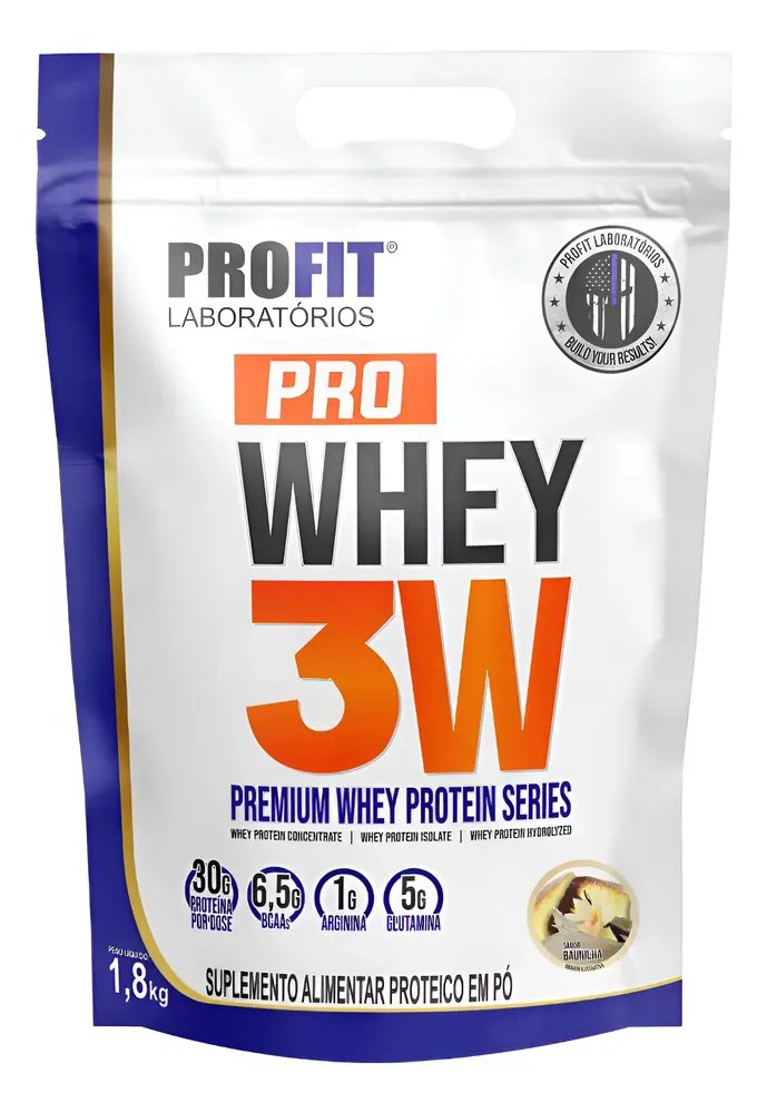 Pro Whey 3w Concentrado Arginina Isolado Protein Profit Labs Baunilha 1.8kg