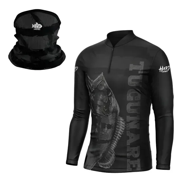 Kit Camiseta De Pesca Black + Bandana Proteção Solar Uv50+