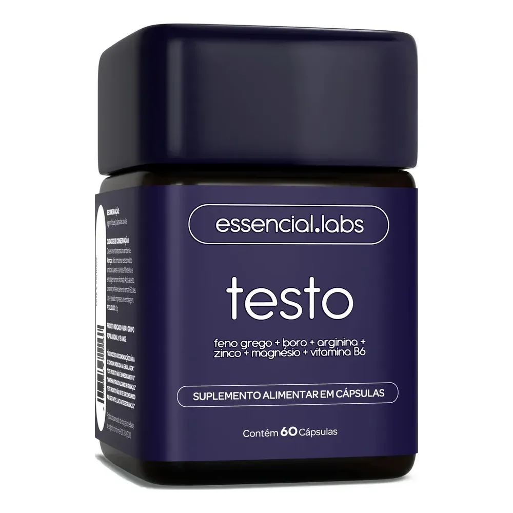 Testo Essencial - Fórmula Exclusiva Com Feno Grego + Boro + Arginina + Zma + Vitamina B6 - Precursor Da Testosterona - 60 Cápsulas Sem Sabor