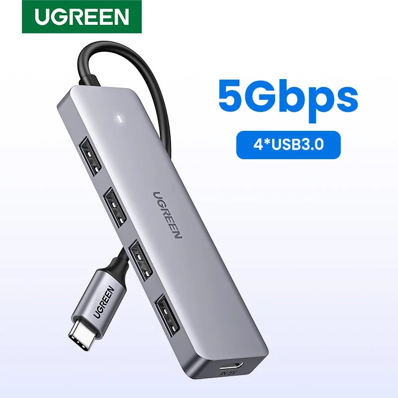 UGREEN HUB USB-C 4 Portas Tipo C para USB 3.0 Adaptador Divisor para Laptop MacBook Mac Mini iPad Pro Samsung S25 iPhone 17