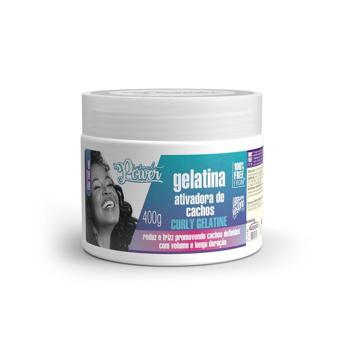 Gelatina Ativadora de Cachos Curly Gelatine Soul Power - Mantém a Finalização por Mais Tempo - 400g