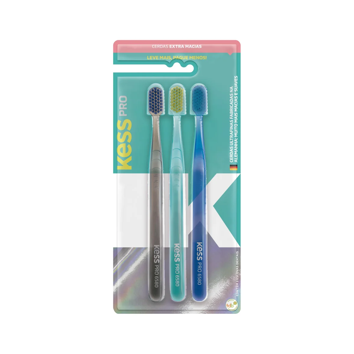 KESS Pack com 3 Escovas Dentais Pro Extra Macias