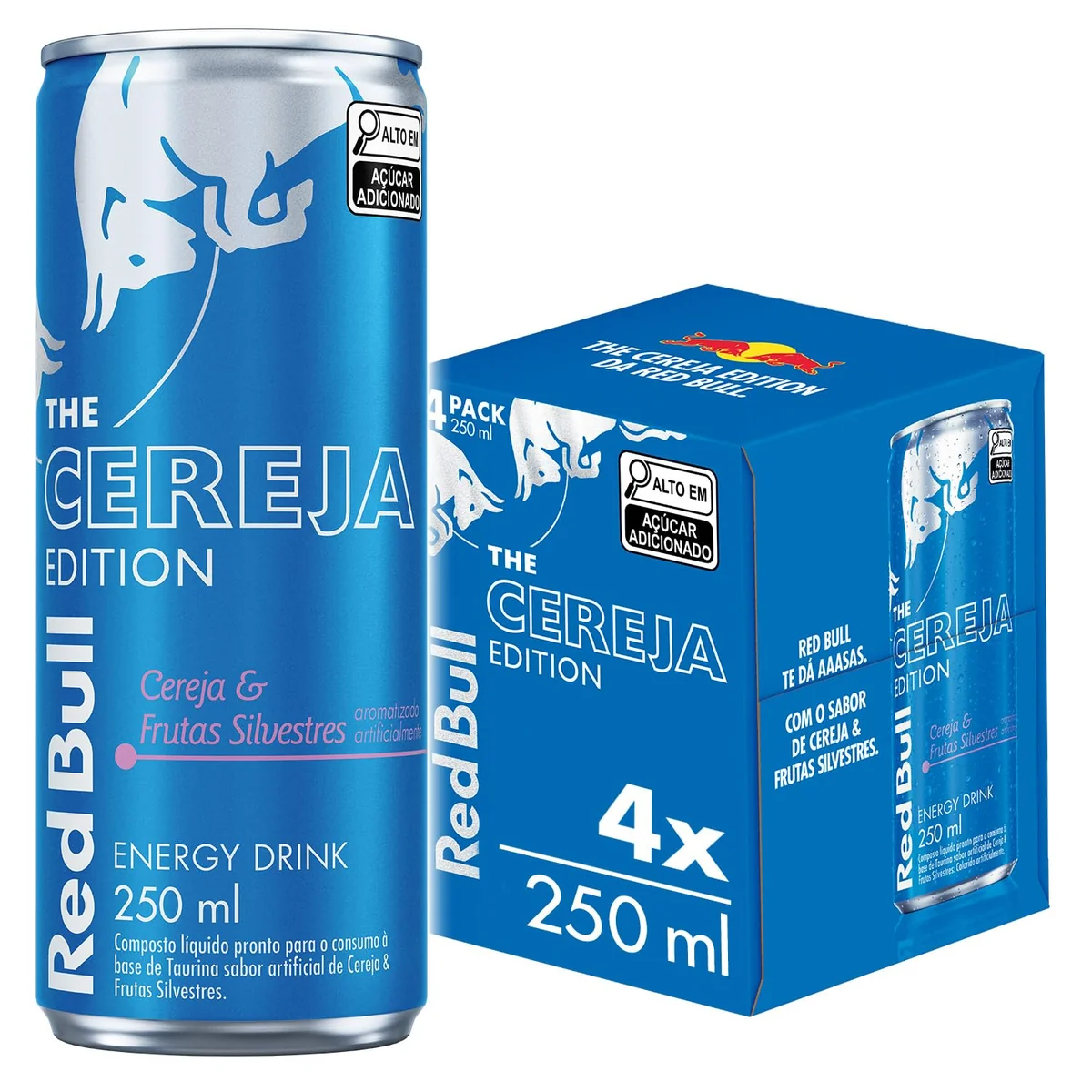 Red Bull Energético, Cereja e Frutas Silvestres, 250ml, 4 latas
