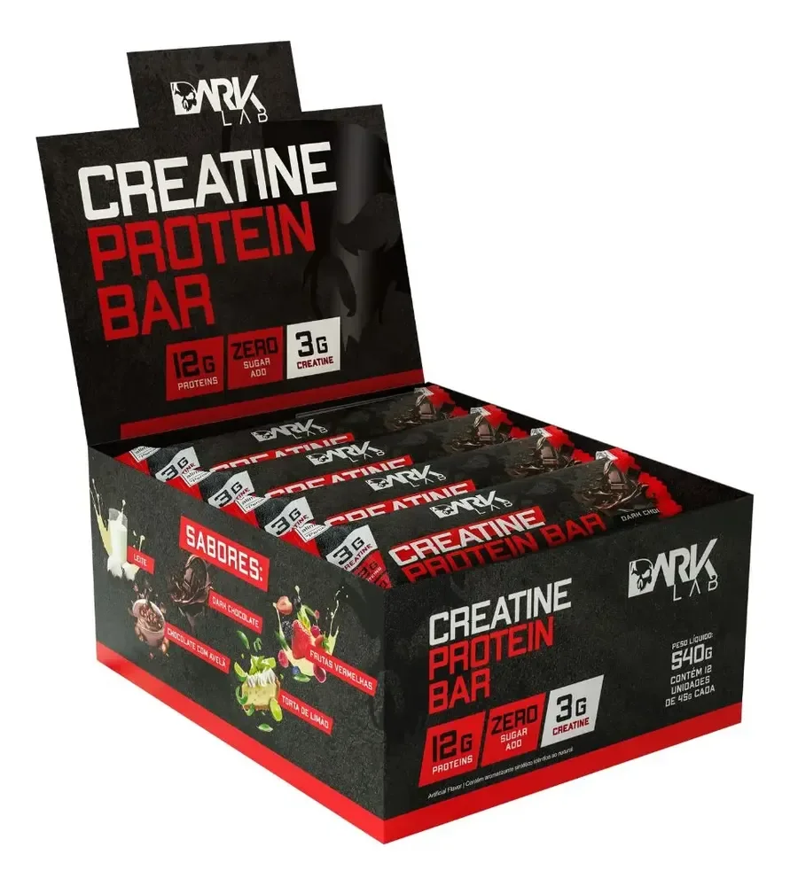 Creatine Protein Bar 12 Un 45g Dark Lab Sabor Dark chocolate