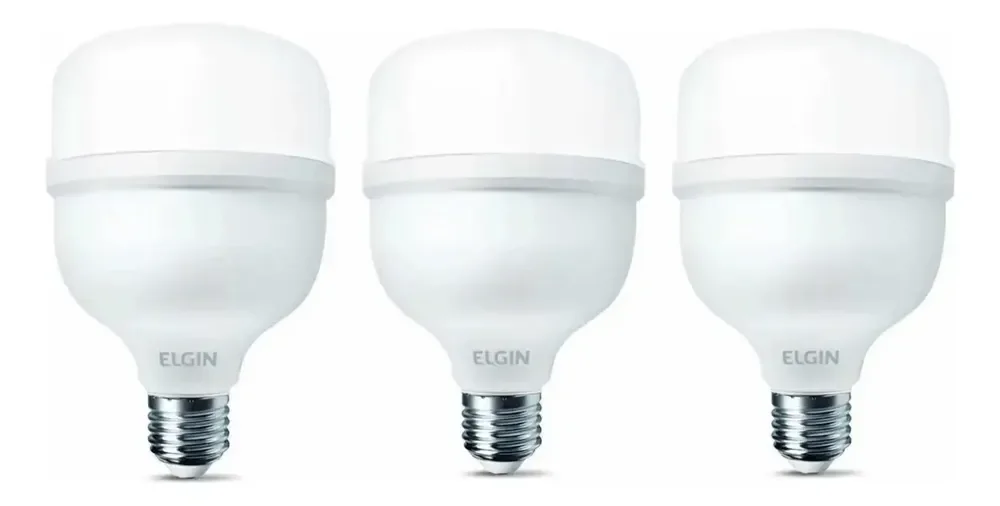 Kit 3 Lâmpadas Led Alta Potência Super Bulbo 40w Branco Frio Luz Branco-frio