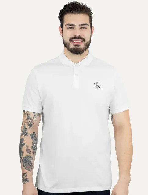 Polo Calvin Klein Jeans Piquet Regular Light Re Issue Branca